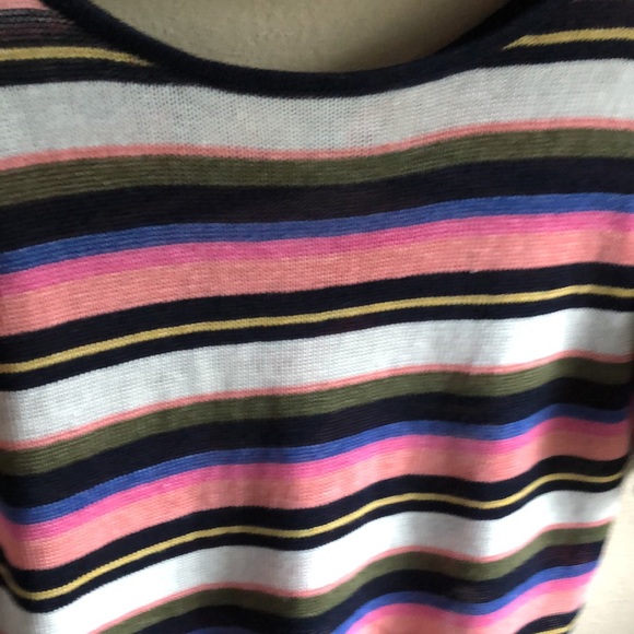 Talbots Linen Short Sleeve Sweater. Navy Multicolor Stripes. Size Medium - Picture 11 of 11